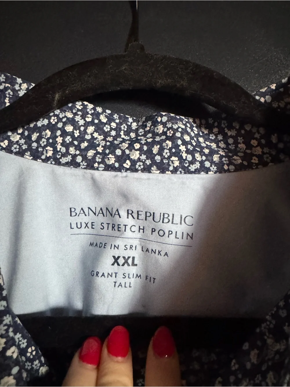 Banana Republic Navy Floral Shirt XXL Tall Grant Slim Fit